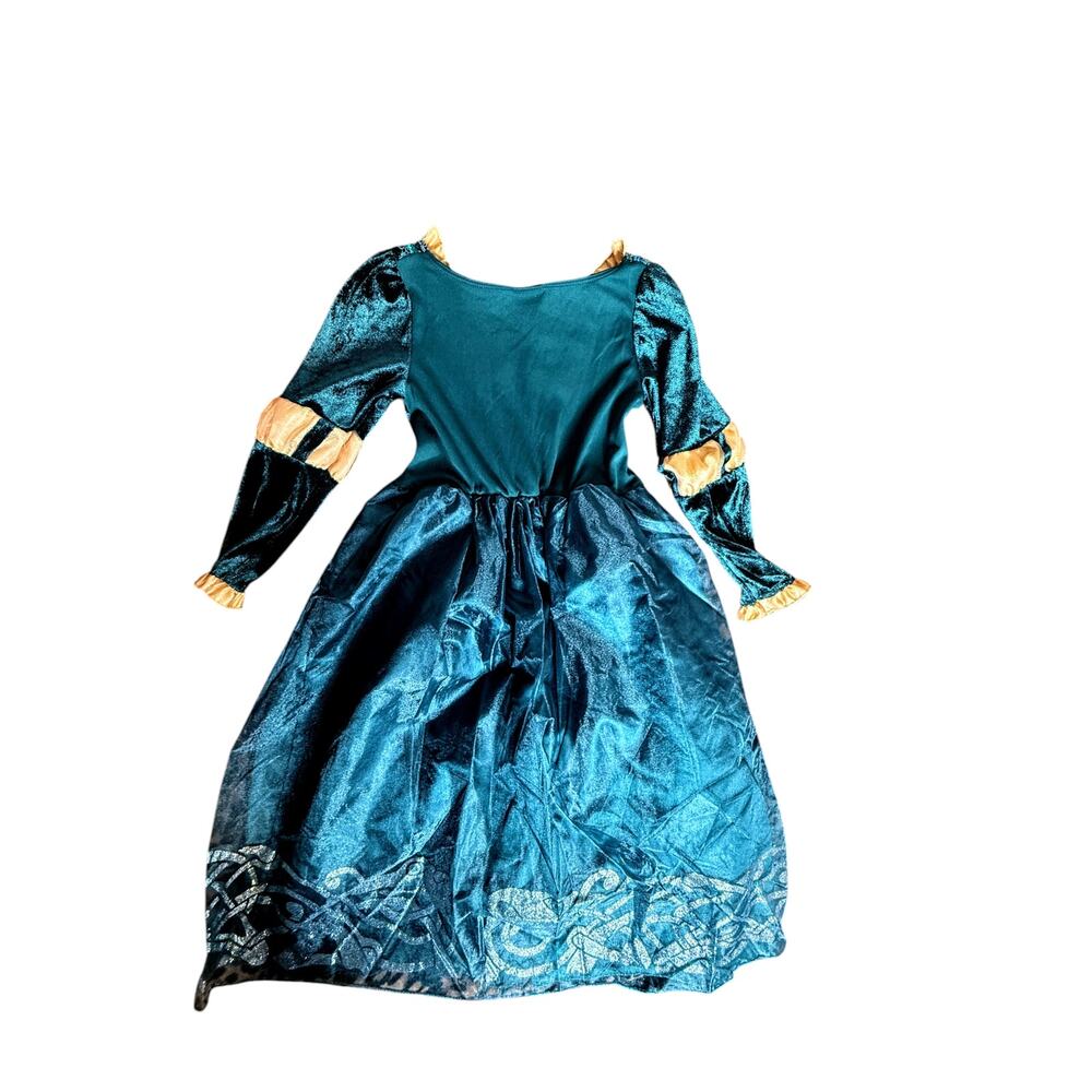 Disney Store Princess Merida Brave Deluxe Costume Dress Teal Gold Girls [S 5-6} - Picture 9 of 10